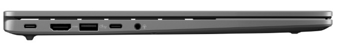 Notebook Asus Vivobook S14 šedý Levý bok ASUS Vivobook S14 s USB-C, HDMI, USB-A a 3,5mm konektorem