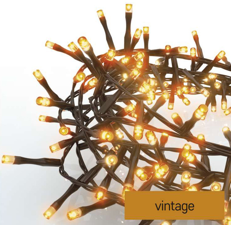 Vánoční osvětlení EMOS 300 LED řetěz - ježek, 6 m, venkovní i vnitřní, vintage, časovač