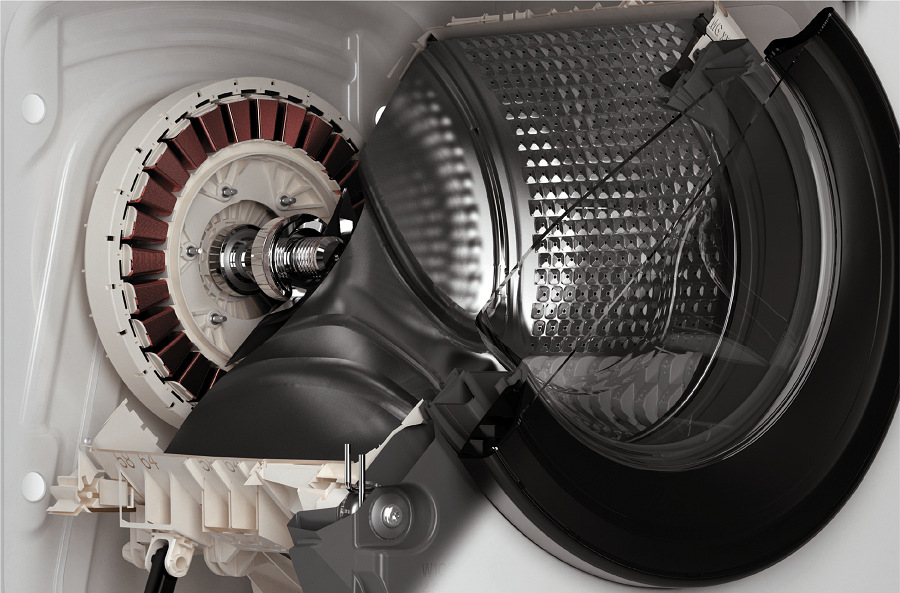 Pračka/sušička Whirlpool WPD 0736W ADS EE, bezkártáčový motor senseinverter, vnitřní konstrukce pračky a sušičky