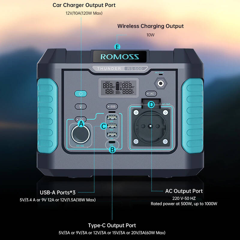 Nabíjecí stanice Romoss RS500 (400Wh) černá Nabíjecí stanice Romoss RS500 (400Wh) černá