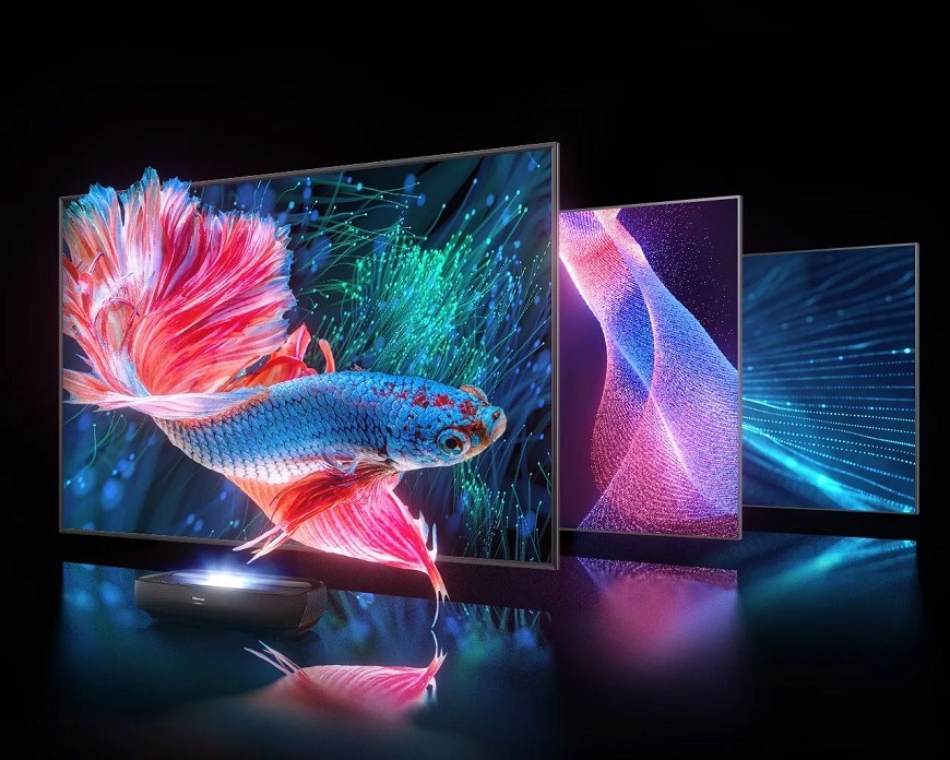 Laser TV Hisense 100L9HD Laser Smart TV Hisense 100L9H, černá, tříbarevné laserové světlo