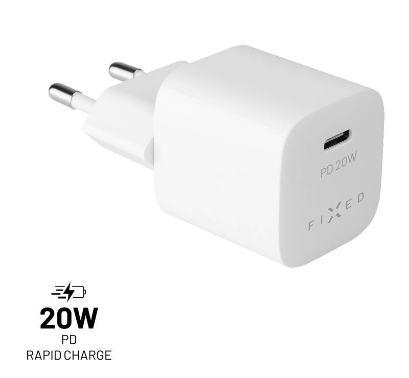 Nabíječka do sítě FIXED Mini USB-C PD 20W bílá