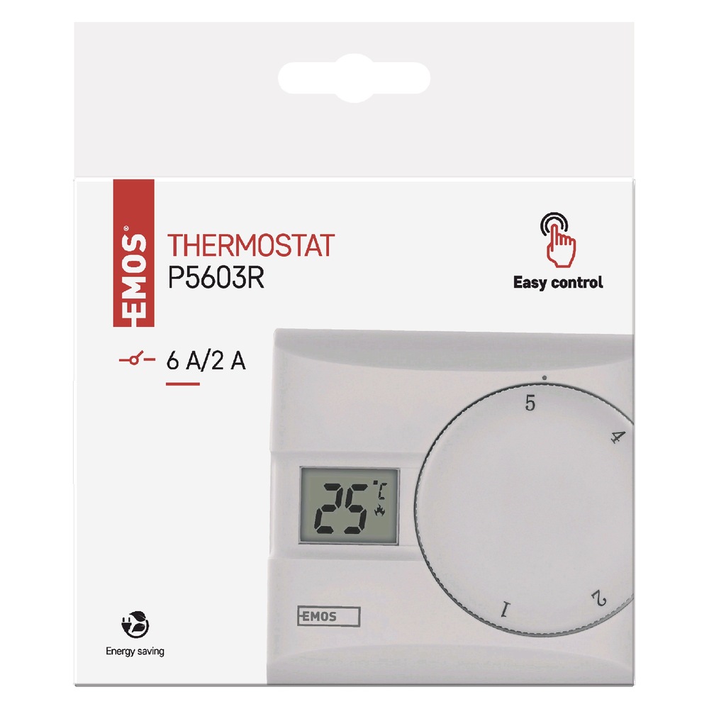 Termostat EMOS pokojový, manuální, drátový, P5603R Termostat EMOS pokojový, manuální, drátový, P5603R