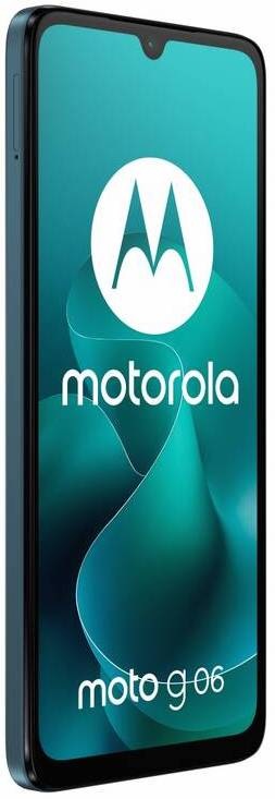 Motorola Moto G06 z bočního pohledu, velký 6,88″ displej s tenkými rámečky a kapkovitým výřezem