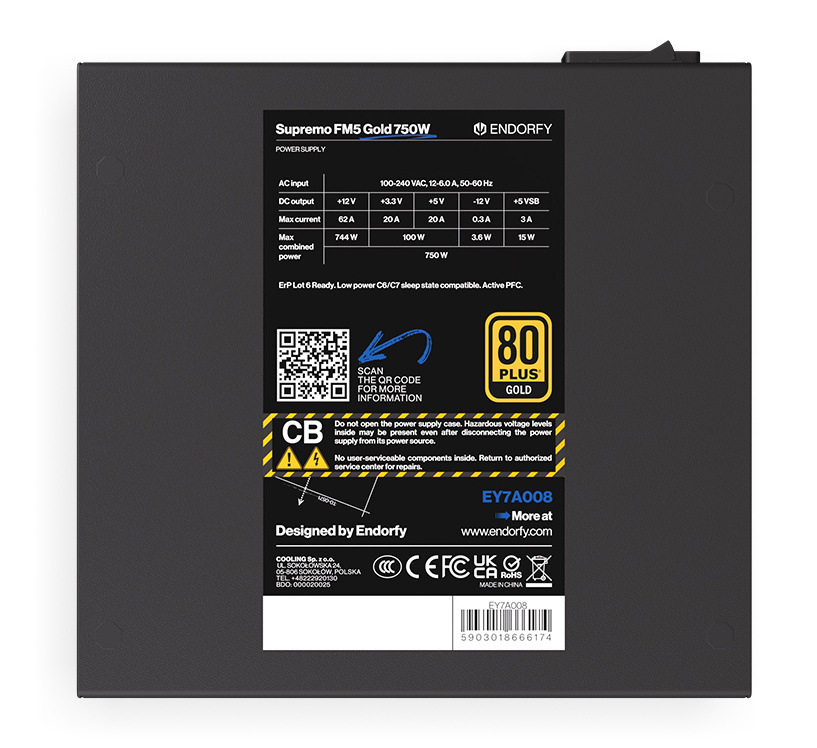 Zdroj ENDORFY Suppremo FM5 750W Gold černý Zdroj ENDORFY Suppremo FM5 750W Gold černý