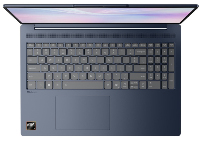 Klávesnice s numerickou částí a vícedotykový touchpad notebooku Lenovo IdeaPad Slim 5