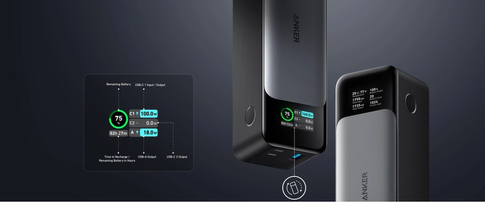 Powerbanka Anker 737 GaNPrime 140W PD 24 000mAh černá Anker 737 GaNPrime (A1289011)