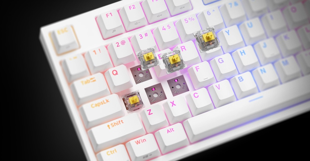 Klávesnice Genesis THOR 404 TKL, RGB, US layout, Gateron Yellow Pro bílá Genesis THOR 404 RGB US Gateron Yellow Pro