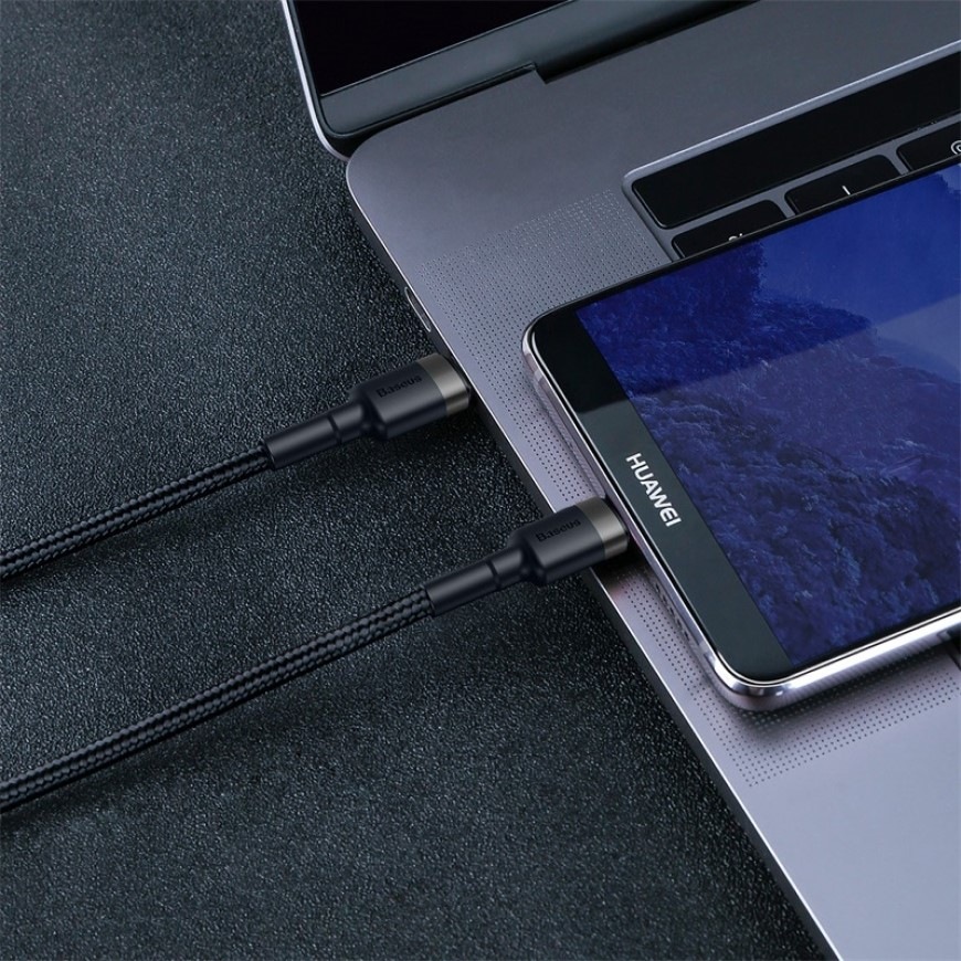 Kabel Baseus Cafule USB-C/USB-C, PD 2.0 60W, 2m černý/šedý Kabel Baseus Cafule USB-C/USB-C, PD 2.0 60W, 2m - černý/šedý