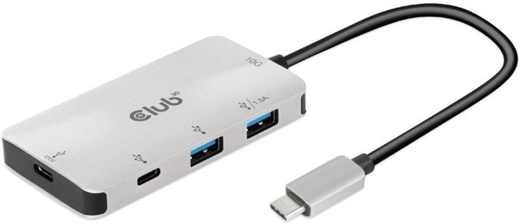 USB Hub Club3D USB-C Gen2 PD na 2x USB-C 10G porty a 2x USB-A 10G porty