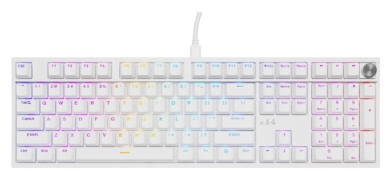 Klávesnice Genesis s US rozložením a RGB podsvícením, bílá barva