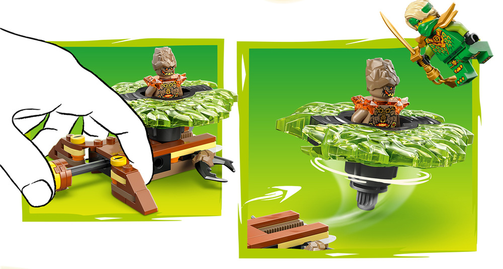 Stavebnice LEGO® NINJAGO® 71850 Lloyd vs. spinner pozemské příšery Lloyd s mečem se střetává s pozemskou příšerou, jejíž drápy nabízejí odlišné bojové strategie.