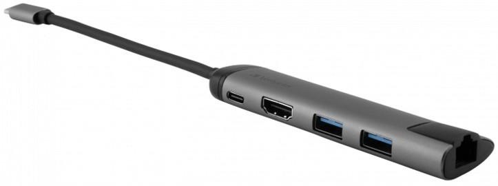USB Hub Verbatim USB-C/2xUSB 3.0, HDMI, RJ45 šedý