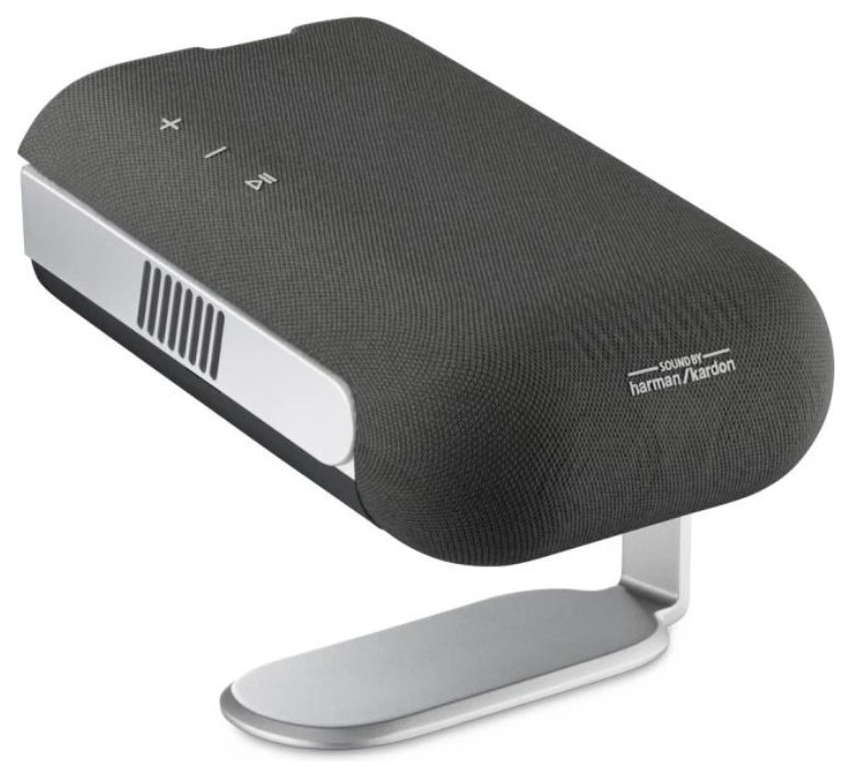 Projektor ViewSonic M1 Max šedý Zažijte na vlastní uši pohlcující sílu vestavěných reproduktorů Harman Kardon.