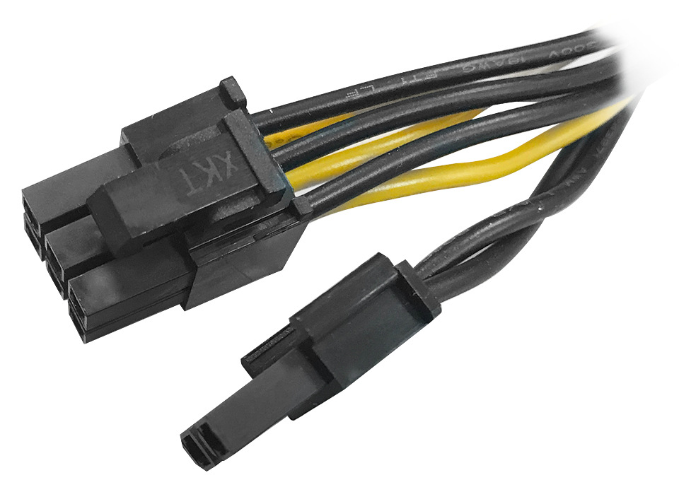 Adaptér AKASA 2x 4P Molex male na 6+2P PCIe female černý AKASA 2x 4P Molex male na 6+2P PCIe female těží i z kompaktního provedení