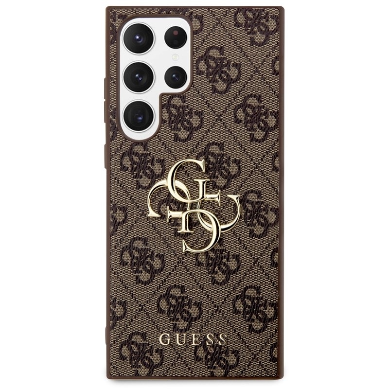 Kryt na mobil Guess PU 4G Metal Logo na Samsung Galaxy S24 Ultra hnědý