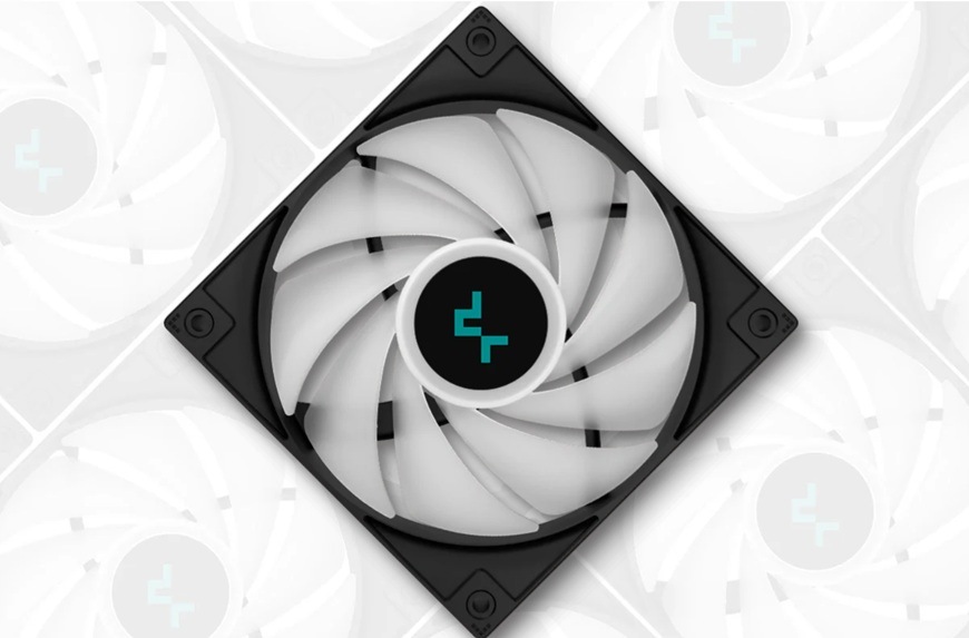 Vodní chladič DeepCool LE520 bílý Detail ventilátoru chladiče DeepCool LE520.