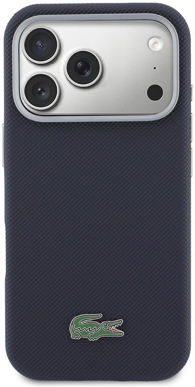 Originální kryt na mobil Lacoste PVC Petit Pique Semi Wrap MagSafe na Apple iPhone 17 Pro v tmavě modrém provedení