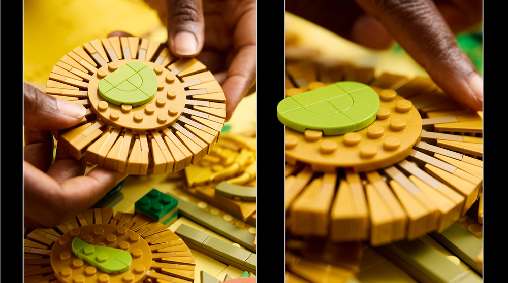 Stavebnice LEGO® Art 31215 Vincent van Gogh – Slunečnice Model obsahuje 16 slunečnic s nastavitelnými okvětními lístky a detailním dílkem s podpisem Vincenta van Gogha