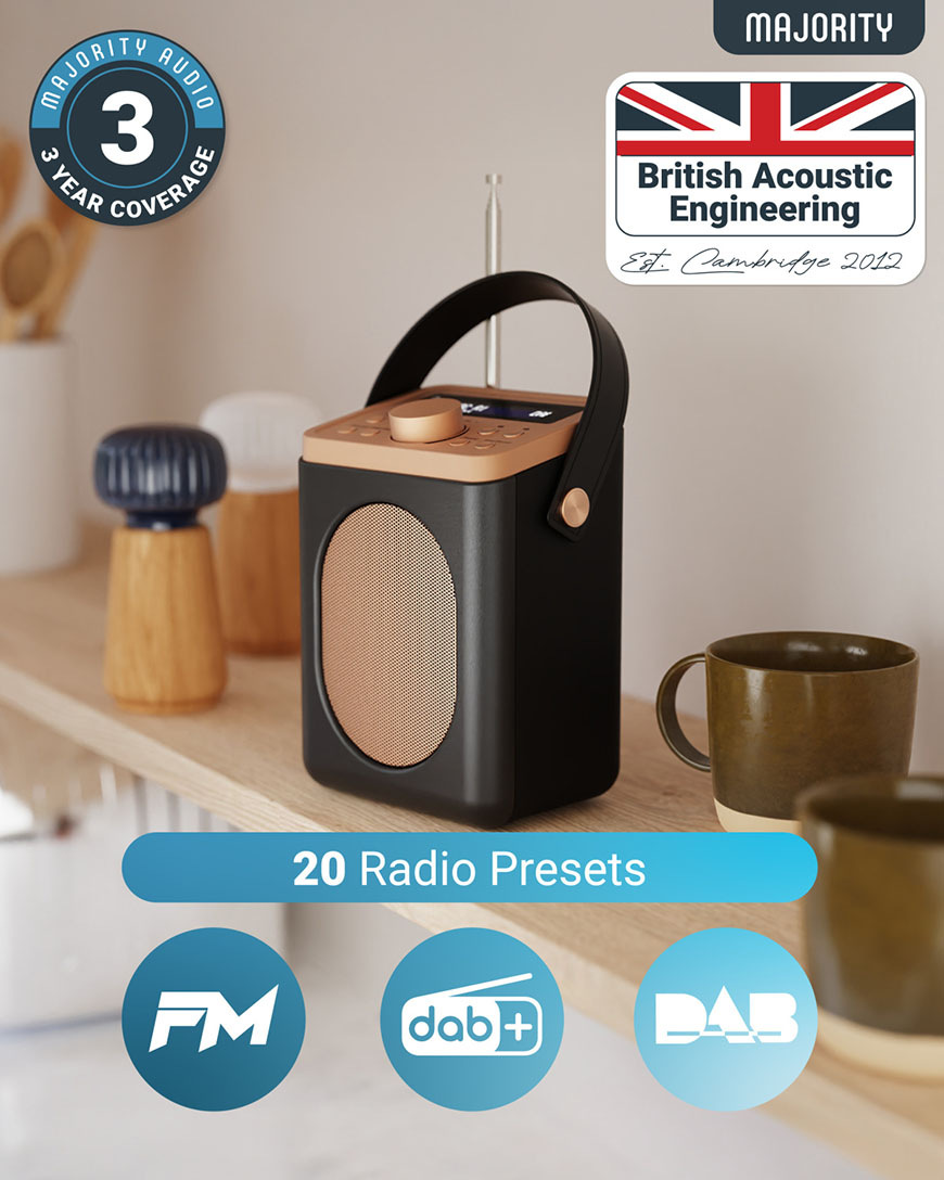Radiopřijímač DAB+ Majority Little Shelford, zlato-černý