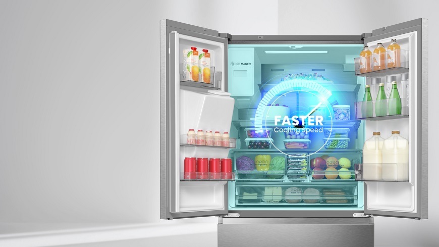 Americká lednice Hisense RF815N4SESE nerez Americká chladnička Hisense RF815N4SESE, šedá, Funkce SuperCool pro rychlé chlazení