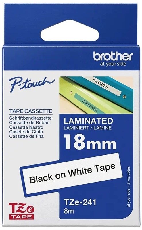 Papírový štítek Brother TZE-241, černá na bílé, 18mm