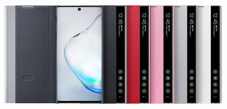 Pouzdro na mobil flipové Samsung Clear View na Galaxy Note10 stříbrné