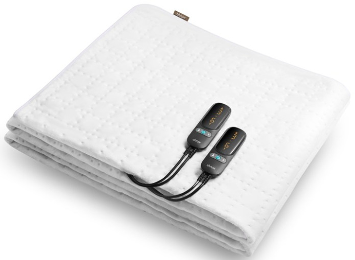 Vyhřívací podložka Duux DXUB12 Snooze Fleece 200 × 155 cm v bílé barvě se dvěma ovladači