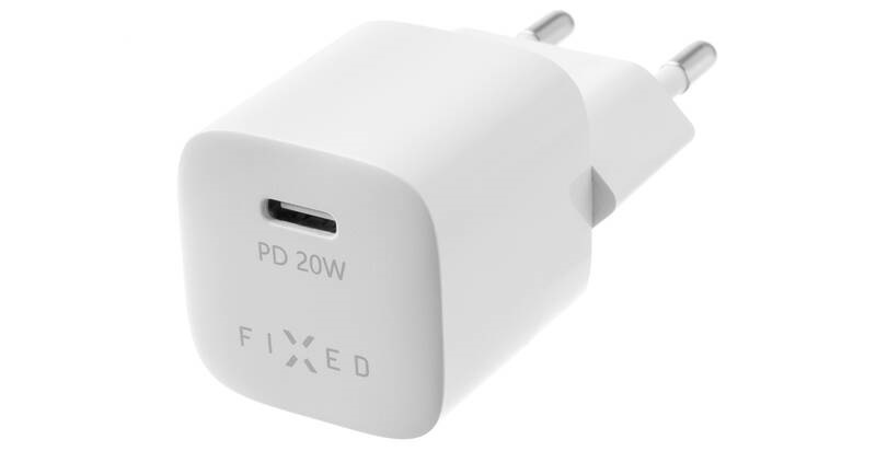 Nabíječka do sítě FIXED Mini USB-C PD 20W, MFI + USB-C kabel 1m bílá