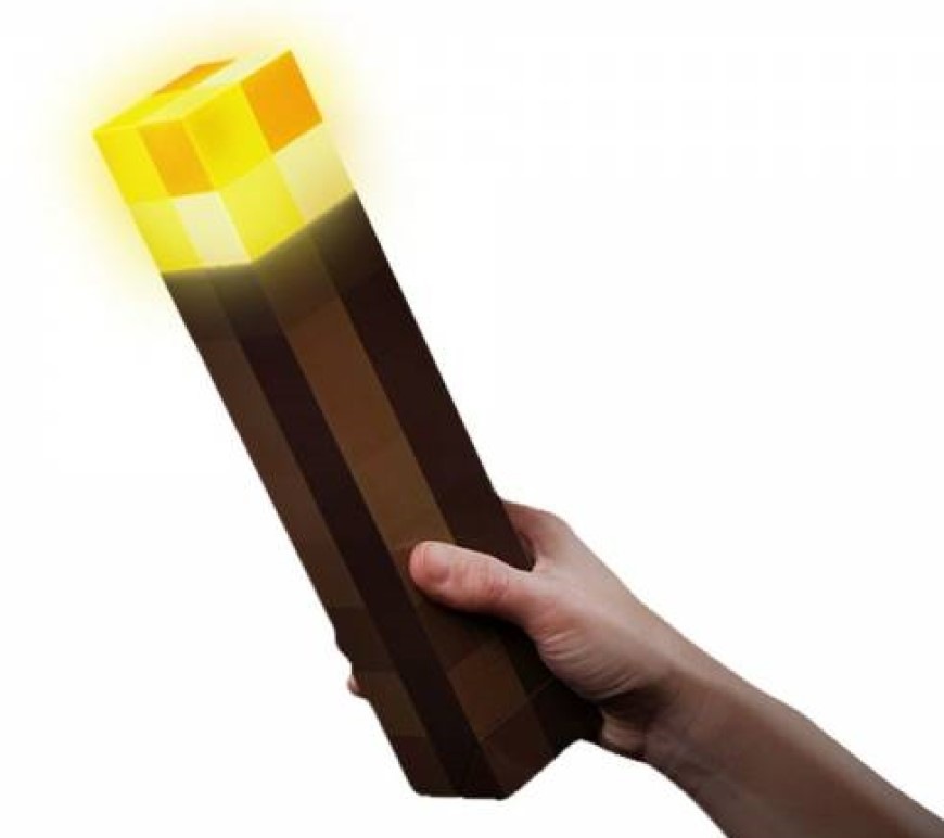 Stolní lampička Epee Minecraft pochodeň - hnědá/oranžová