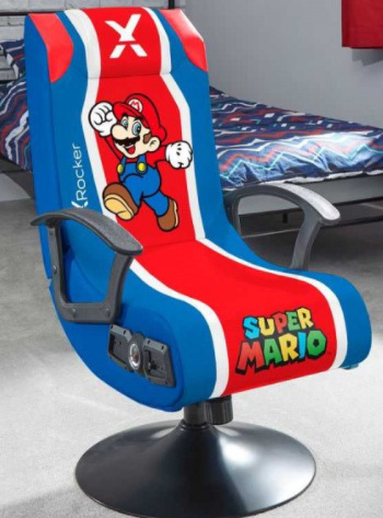Herní židle Nintendo Mario - audio (se stojánkem) červená/modrá