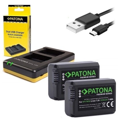 Nabíječka PATONA Dual Quick pro Sony NP-FW50 + 2x baterie 1030mAh USB