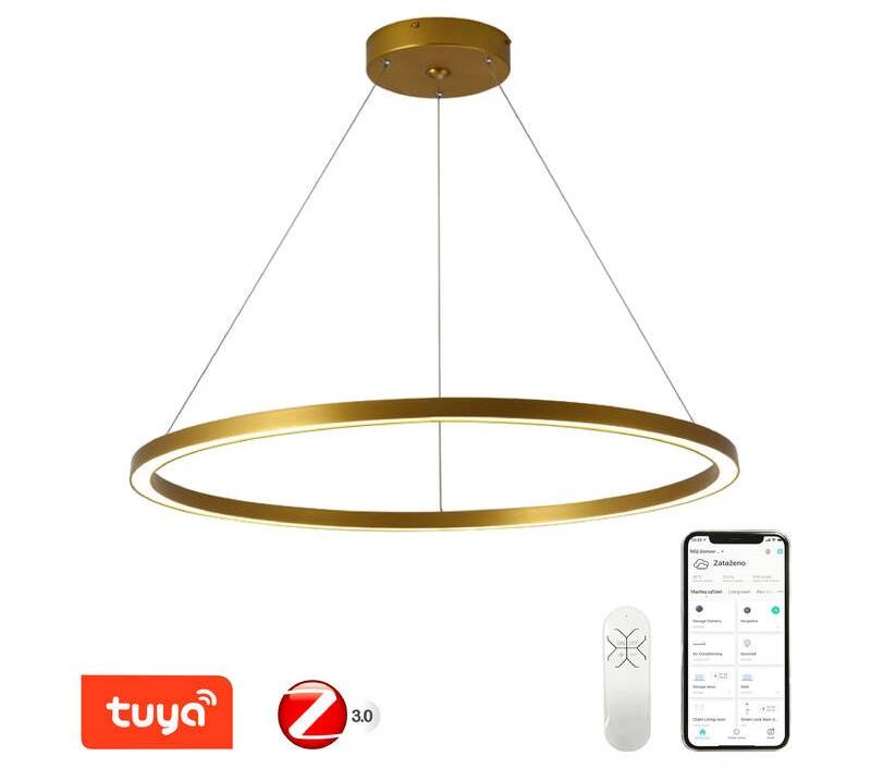 Závěsné svítidlo IMMAX NEO FINO SMART 1 kruh, 80cm, 60W, Zigbee 3.0, TUYA - zlaté