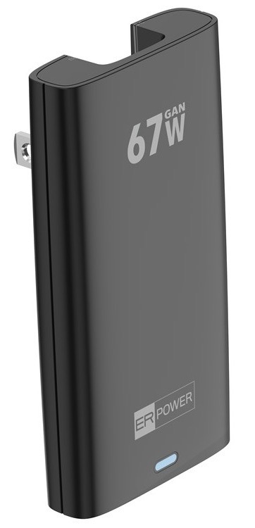 Cestovní adaptér ERPOWER Dual Travel Slim 67W, 2xUSB-C černý