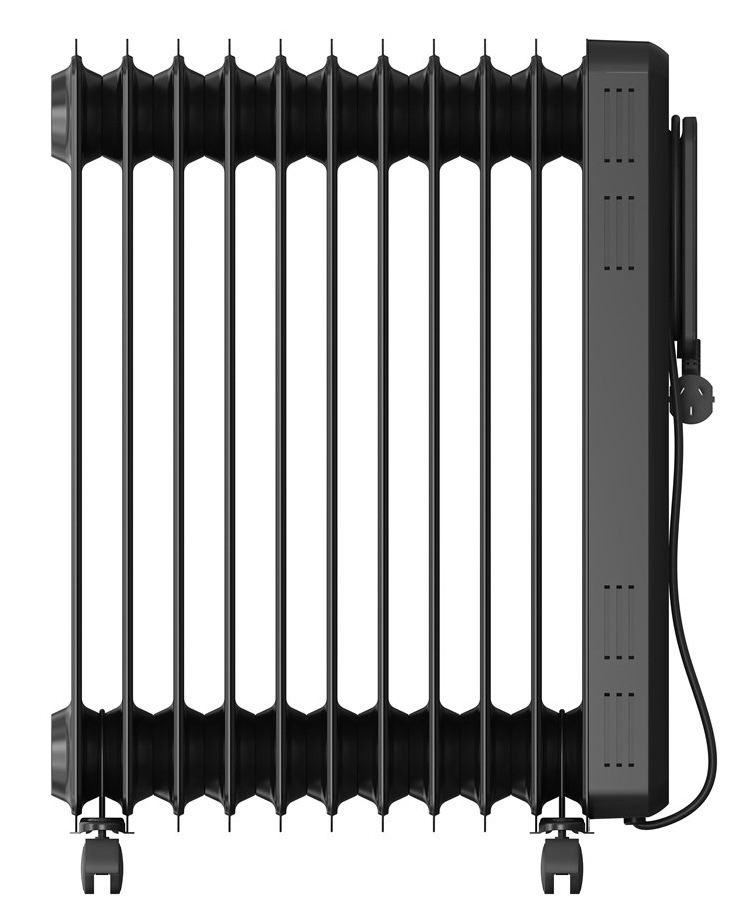 Olejový radiátor Black+Decker BXRA2501E černý Olejový radiátor Black+Decker při pohledu z boku
