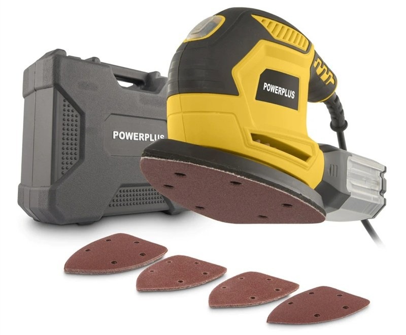 Vibrační bruska POWERPLUS POWX04810 se dodává s 15 náhradními brusnými papíry 