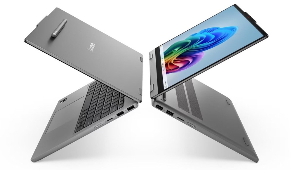 Notebook Lenovo IdeaPad 5 2-in-1 14Q8Y11 šedý Dva otevřené notebooky Lenovo IdeaPad 5 2-in-1 14Q8Y11 u sebe