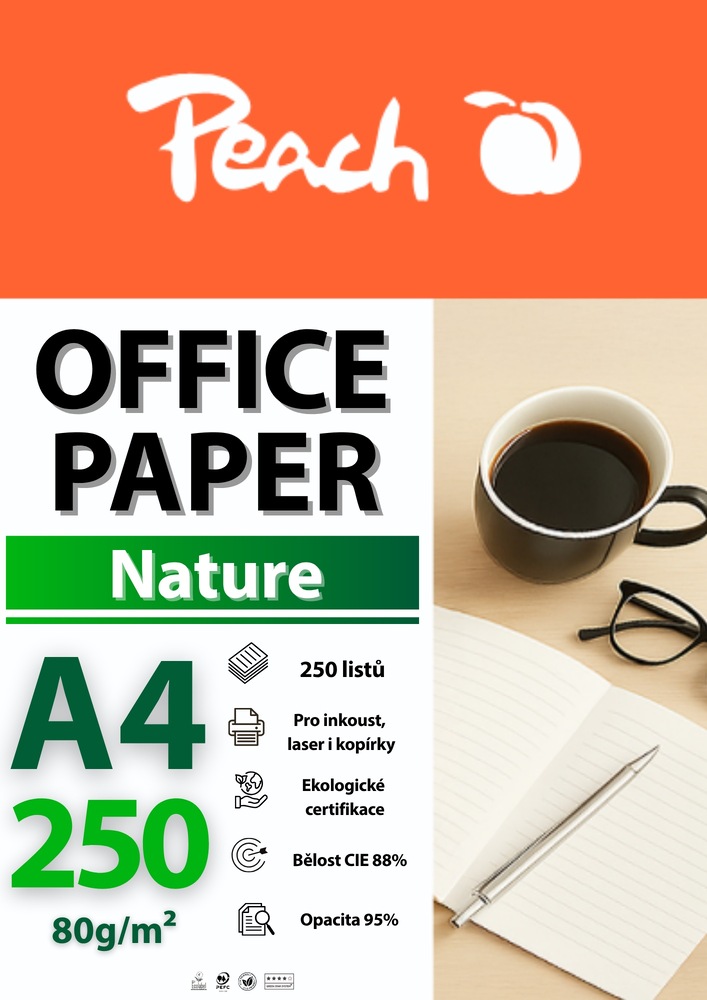 Papíry do tiskárny Peach Nature A4 80g recycled - 250 listů