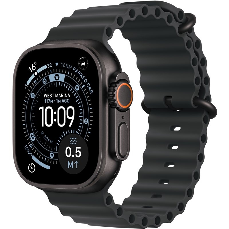 Chytré hodinky Apple Watch Ultra 3 GPS + Cellular 49mm černý titan - černý oceánský řemínek