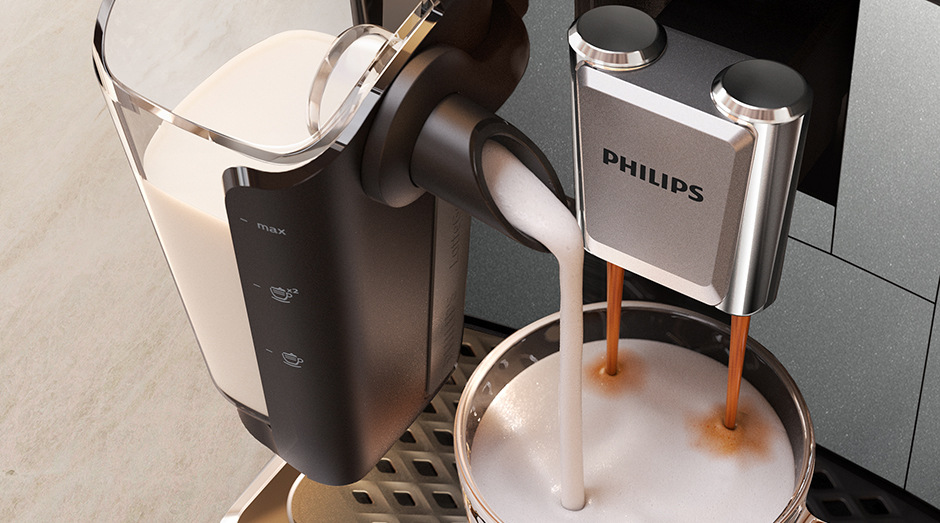 LatteGo systém na mléko kávovaru Philips EP2339/40 2300 Series vyrábí mléčnou pěnu do cappucina