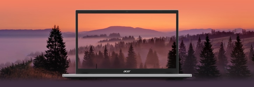 Realistické zobrazení krajiny na displeji notebooku Acer Aspire Go 15