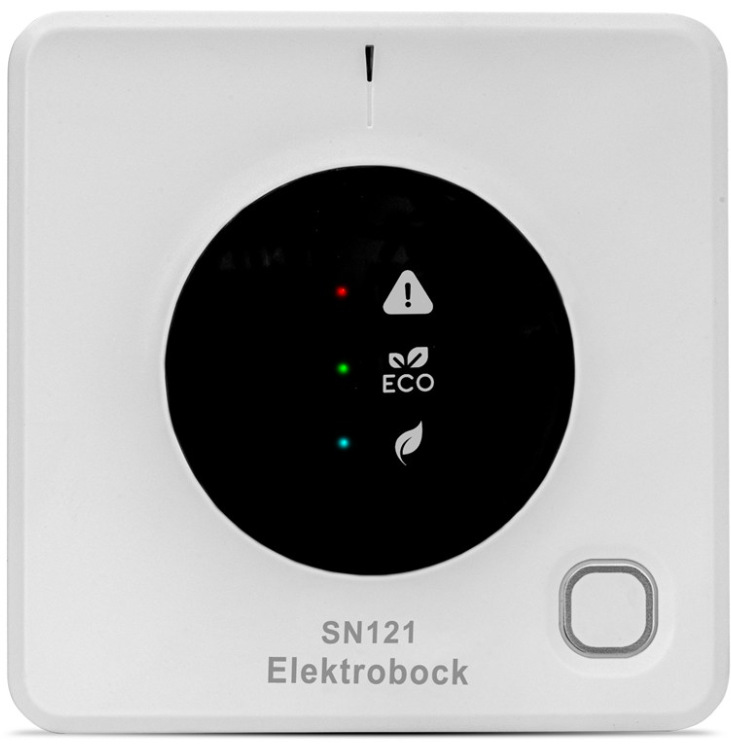 Čidlo kvality vzduchu Elektrobock SN121-AN s LED indikací CO2, bílé provedení
