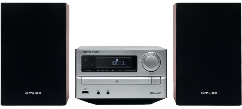 Mikrosystém MUSE M-62 BTS s FM tunerem a CD mechanikou, stříbrná barva