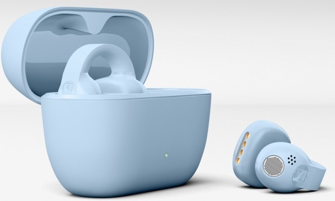 Sluchátka Sennheiser ACCENTUM Clip Ice modrá Sluchátka Sennheiser Accentum Clip s otevřeným nabíjecím pouzdrem.