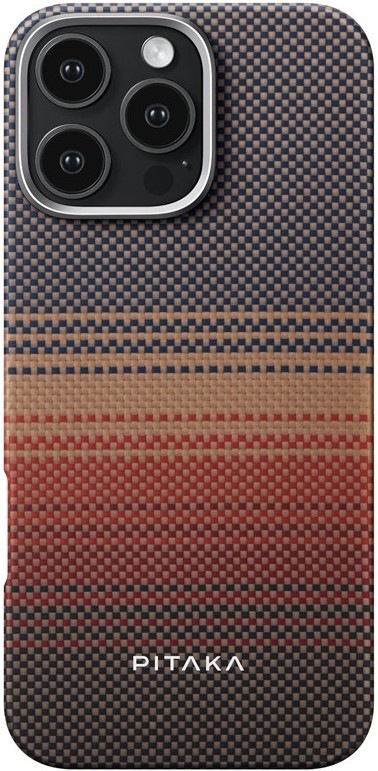 Kryt na mobil Pitaka Tactile Woven Sunset na Apple iPhone 16 Pro Max - černý/oranžový