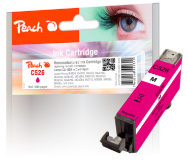Inkoustová náplň Peach Canon CLI-526M, 600 stran purpurová