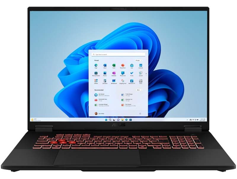Notebook Asus TUF Gaming A18 v šedé barvě.