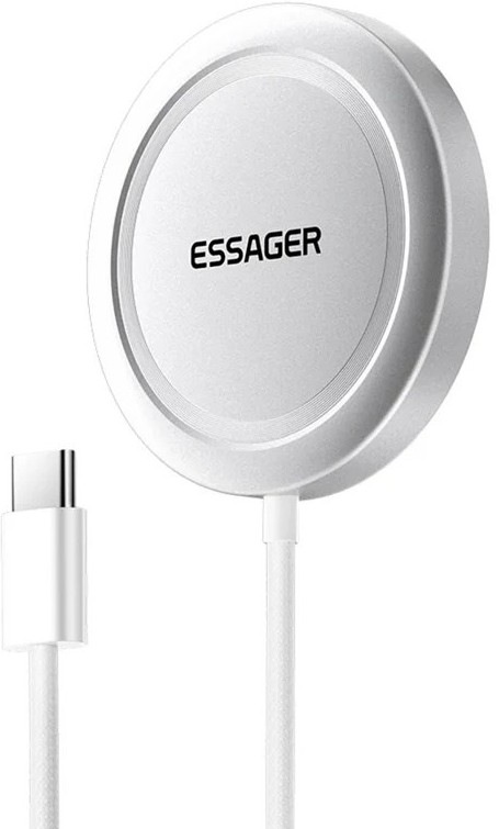Magnetická bezdrátová nabíječka Essager Qi2 15W v bílé barvě