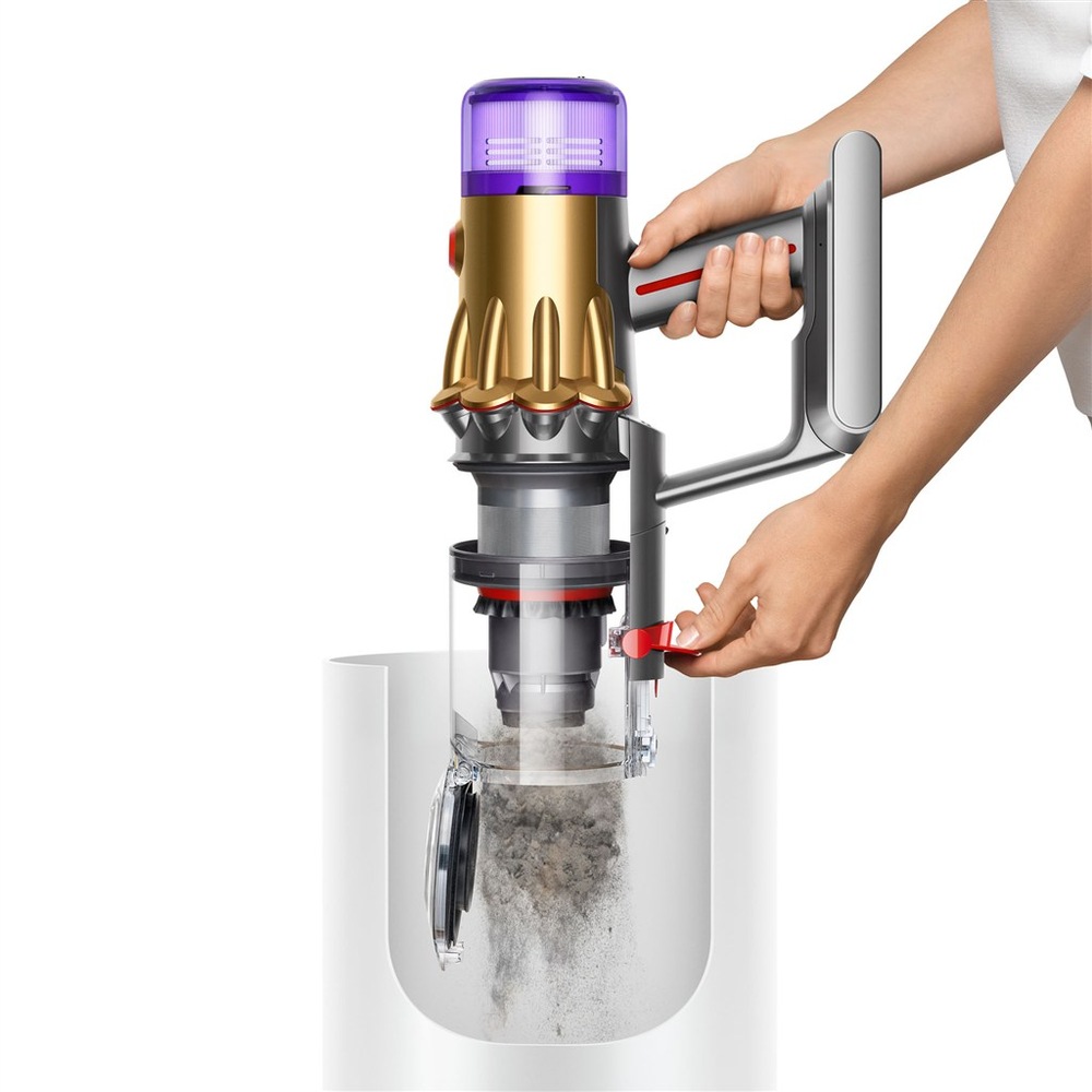 Tyčový vysavač Dyson V12 Detect Slim Absolute Gold zlatý Tyčový vysavač Dyson V12 Detect Slim vysypání nádoby