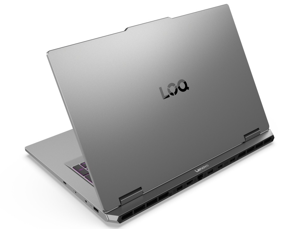 Notebook Lenovo LOQ 17IRX10 šedý Pootevřený notebook Lenovo LOQ 17IRX10 zezadu